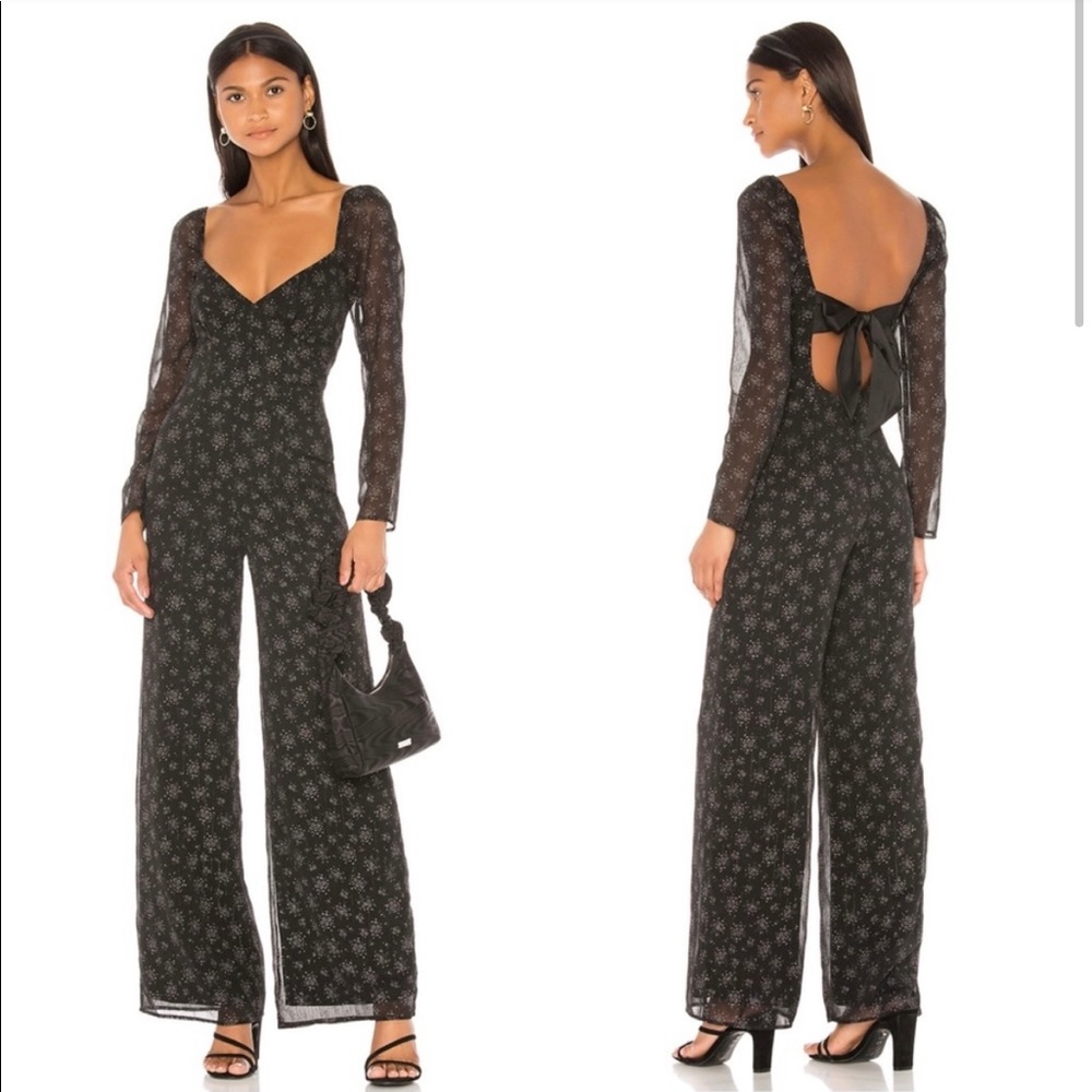 NWT Privacy Please Everleigh Black Floral Jumpsuit